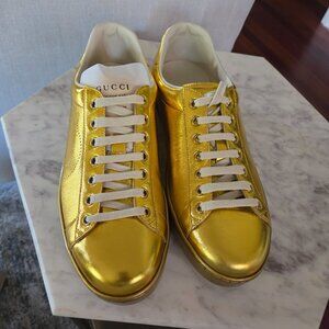 GUCCI NAPPA SILK GG LEATHER SNEAKER - SIZE 8
